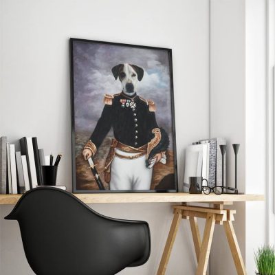 Olieverfschilderij hond in uniform